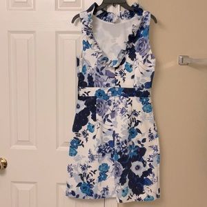 Eliza Floral Navy/White Dress